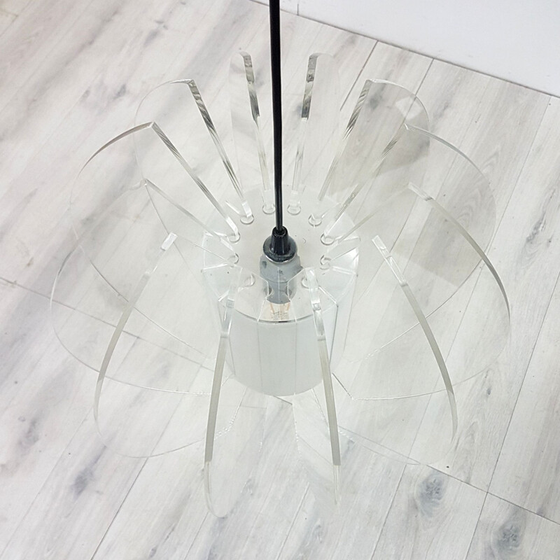 Vintage Space age plexiglass and acrylic pendant lamp 1970s