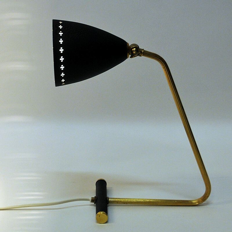 Vintage adjustable Black Metal Desklamp, Swedish 1950s