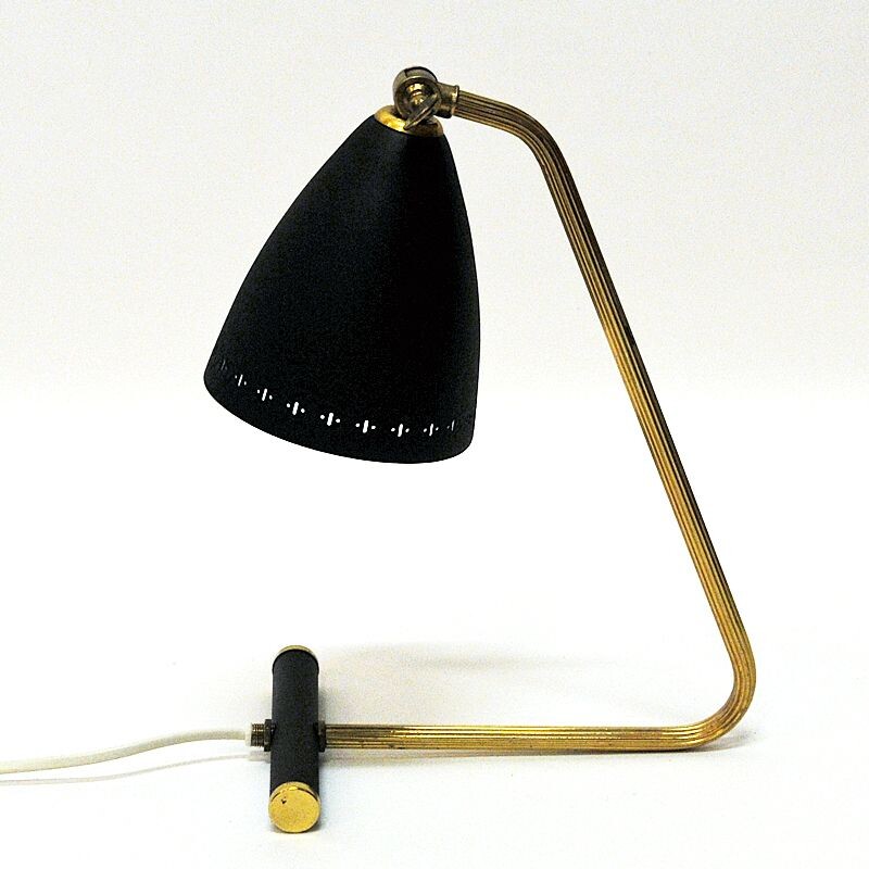 Vintage adjustable Black Metal Desklamp, Swedish 1950s