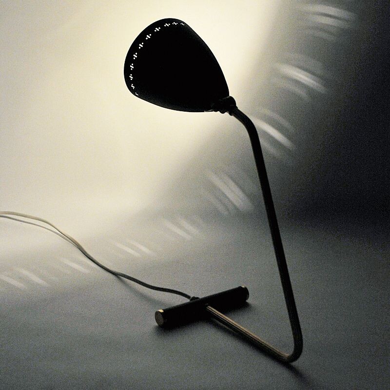 Vintage adjustable Black Metal Desklamp, Swedish 1950s