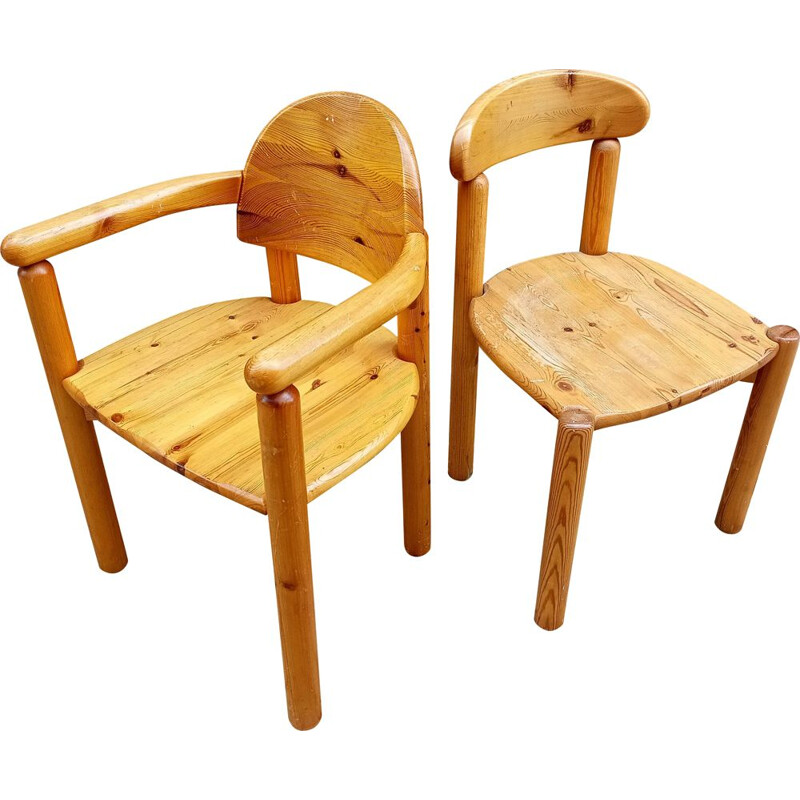 Pair of vintage chairs in pine from Rainer Daumiller, Denmark 1970s