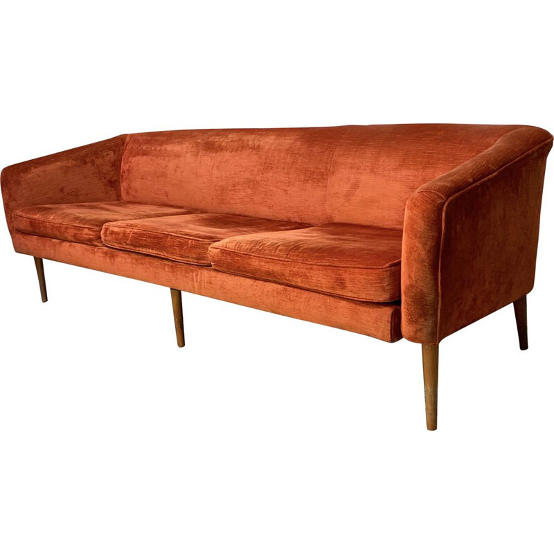 Vintage orange velvet sofa 1960s