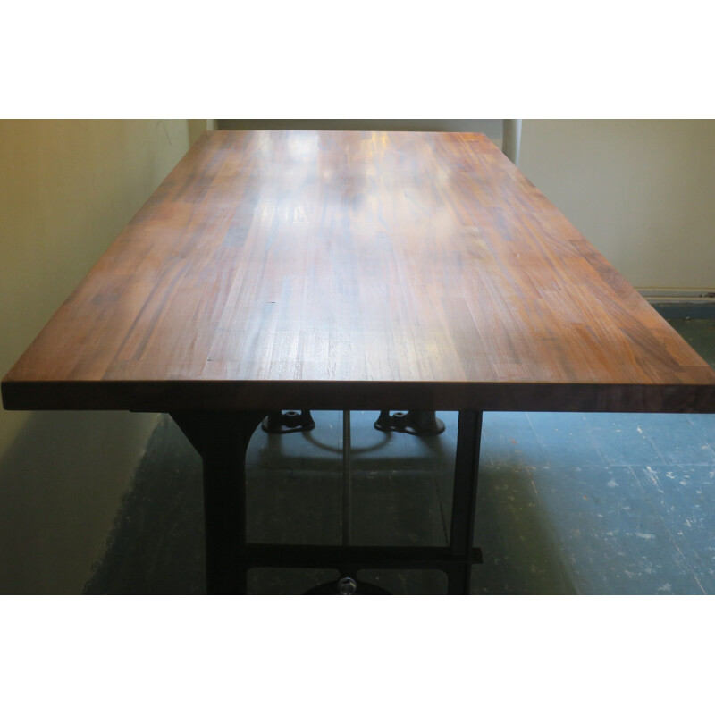 Large vintage Mahogany Dining Table with Old Industrial Base