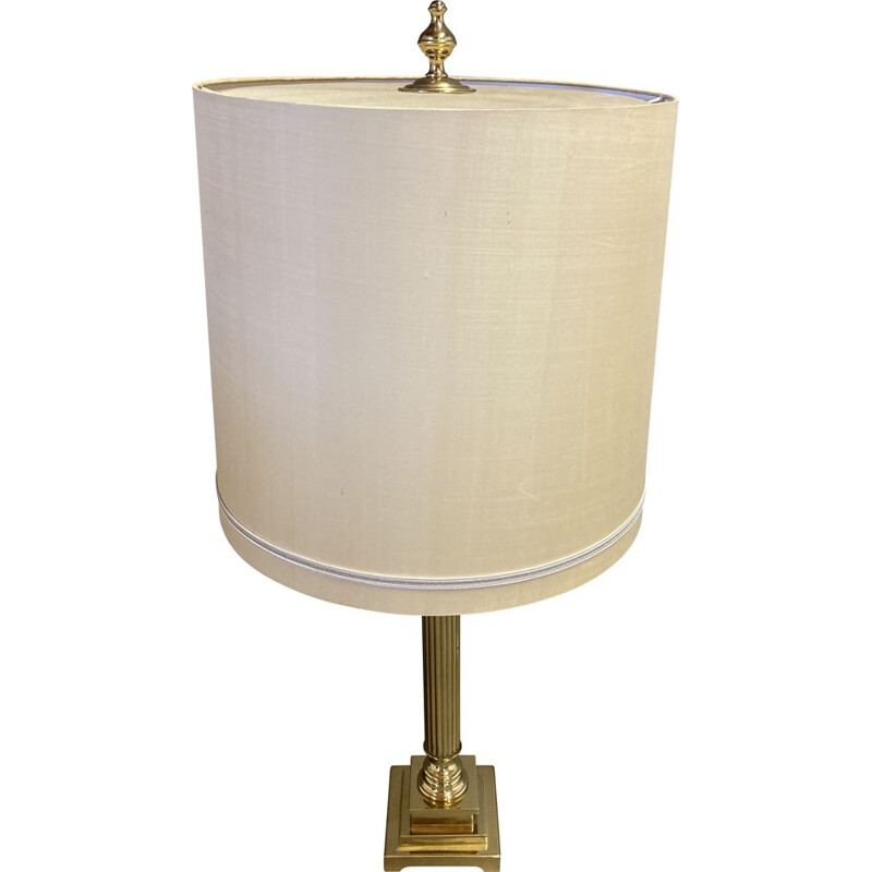 Large vintage lamp Metal and silk 1950