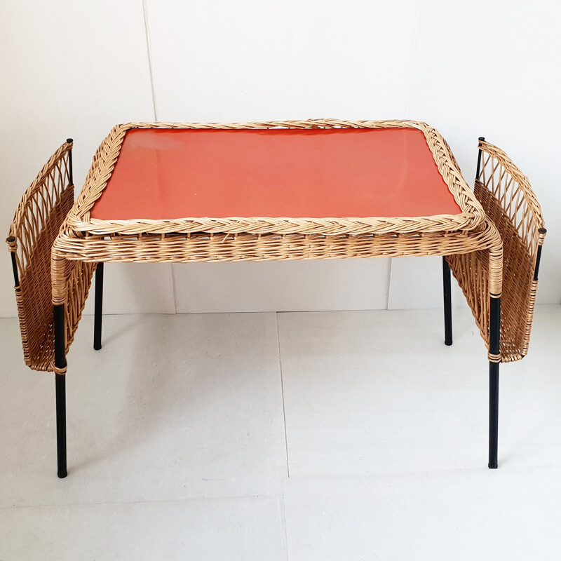 Vintage desk in rattan & formica 1950s