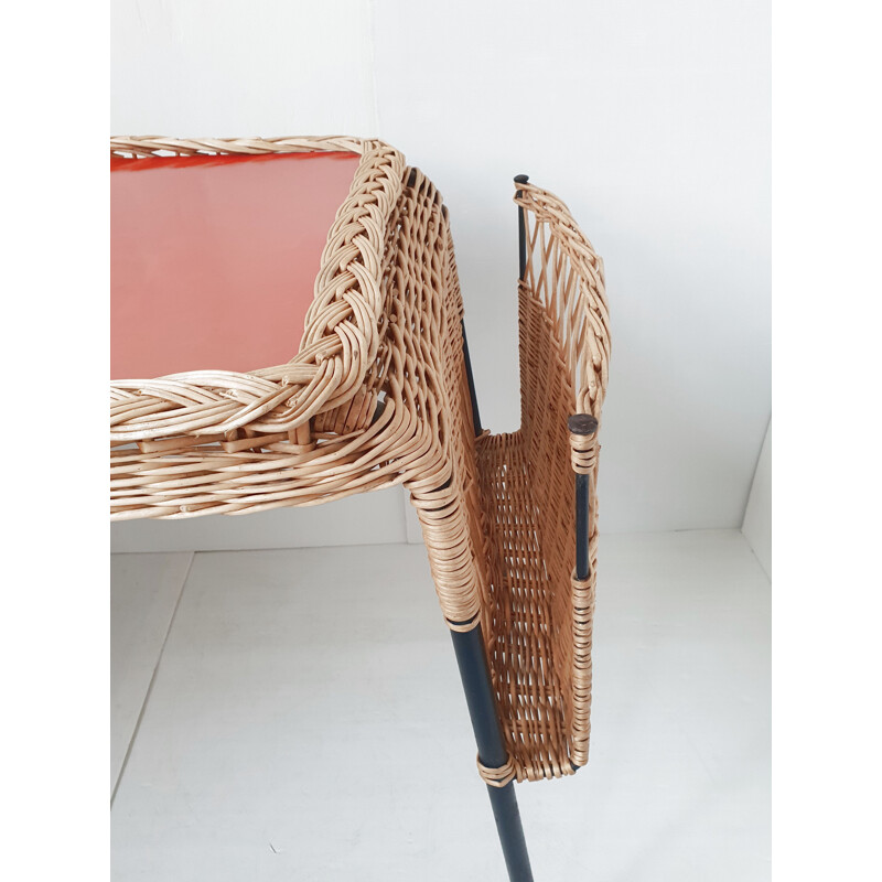 Vintage desk in rattan & formica 1950s