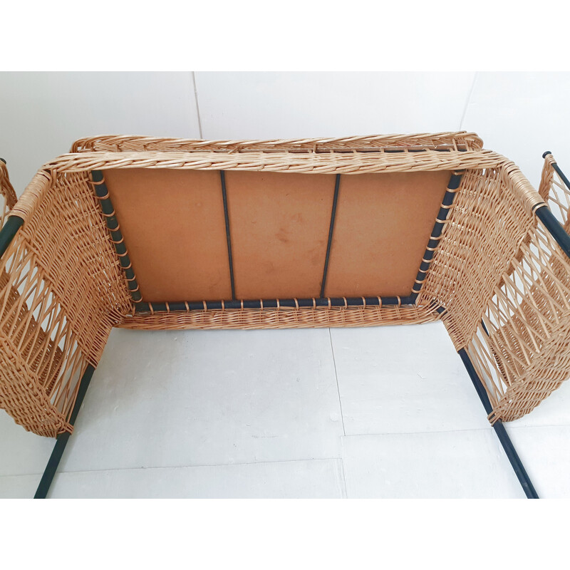 Vintage desk in rattan & formica 1950s