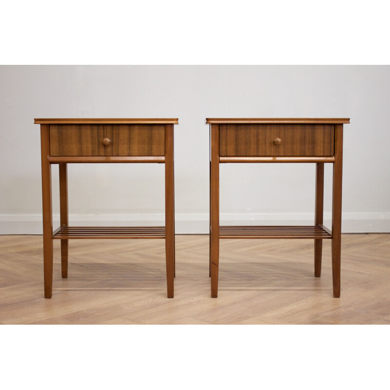 Pair of vintage Walnut Bedside Tables by Peter hayward for Vanson, UK