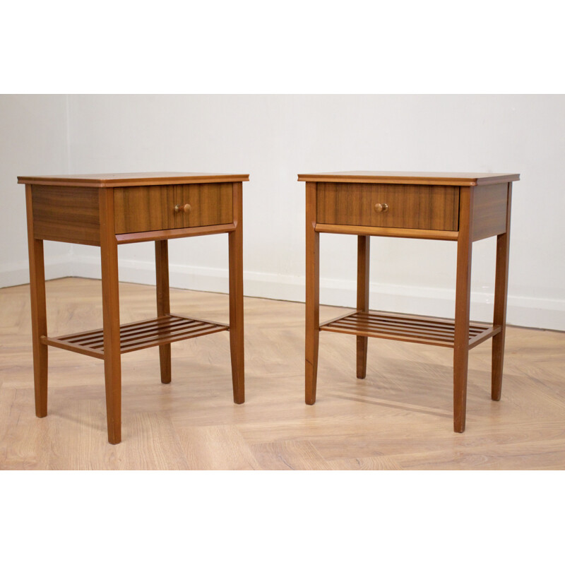 Pair of vintage Walnut Bedside Tables by Peter hayward for Vanson, UK