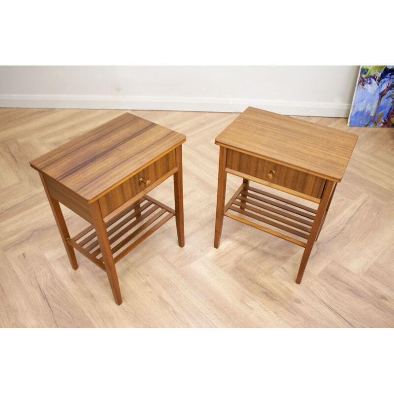 Pair of vintage Walnut Bedside Tables by Peter hayward for Vanson, UK