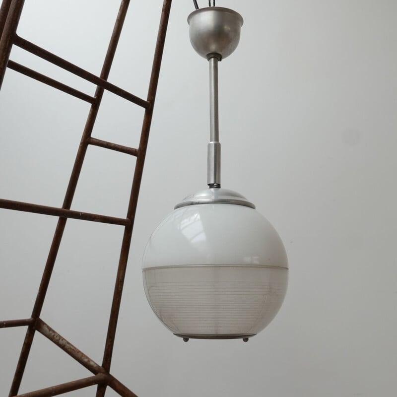 Suspension vintage globe holophane, France 1950