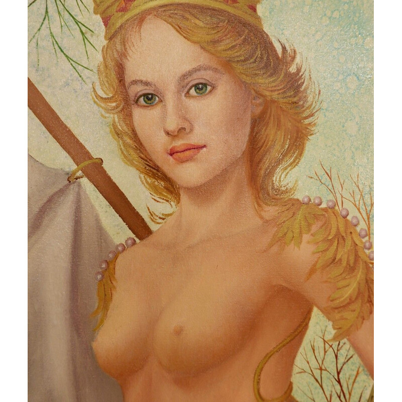 Peinture à l'huile sur toile vintage "Cimetière Marin" par Noëlla Lammers