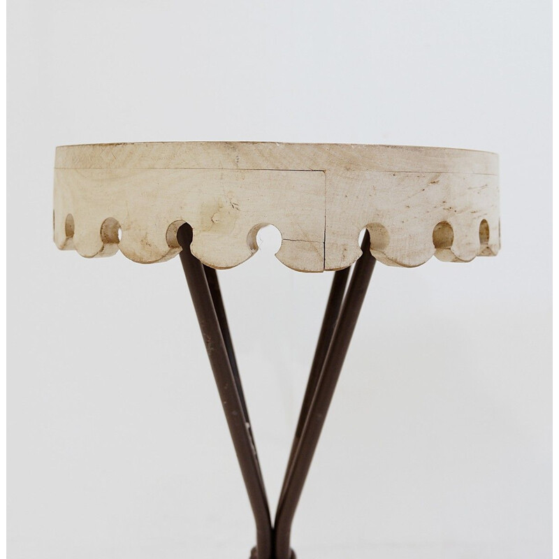 Coppia di tavolini vintage in legno e ferro