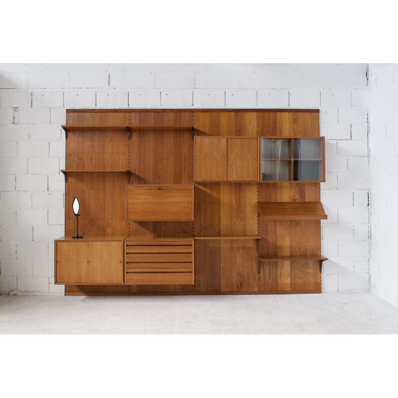 Vintage Capo teak panel movable wall system by Poul Cadovius 1950s