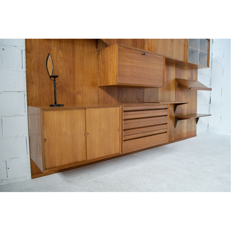 Vintage Capo teak panel movable wall system by Poul Cadovius 1950s