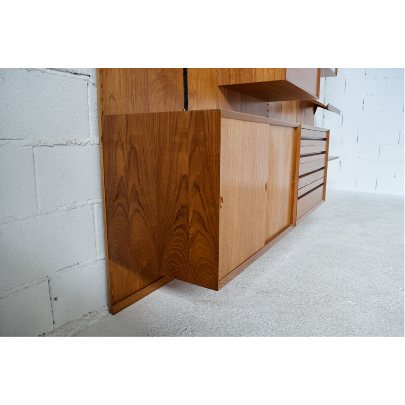 Vintage Capo teak panel movable wall system by Poul Cadovius 1950s