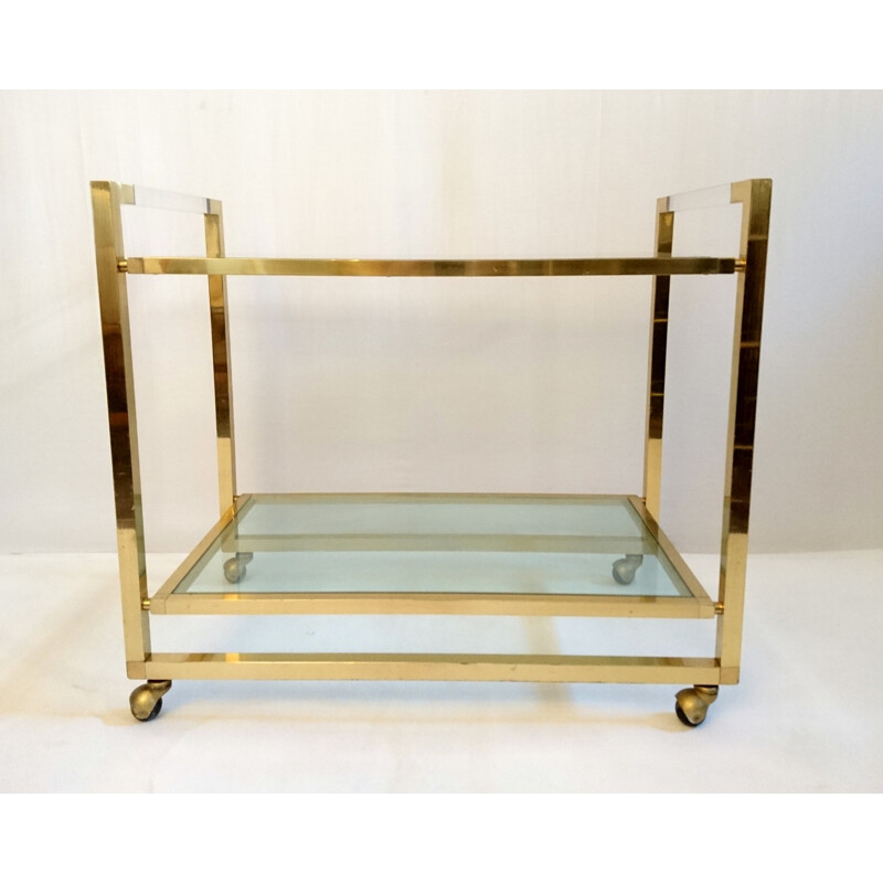 Italian kitchen trolley in brass and glass - 1970s