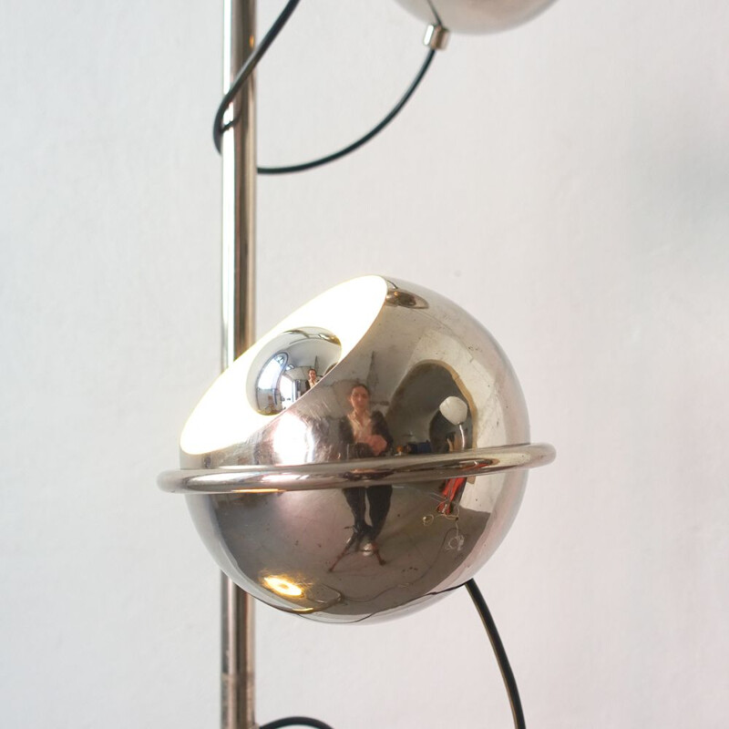 Lampadaire vintage Triple Lumière Eyeball par Goffredo Reggiani pour Reggiani 1970
