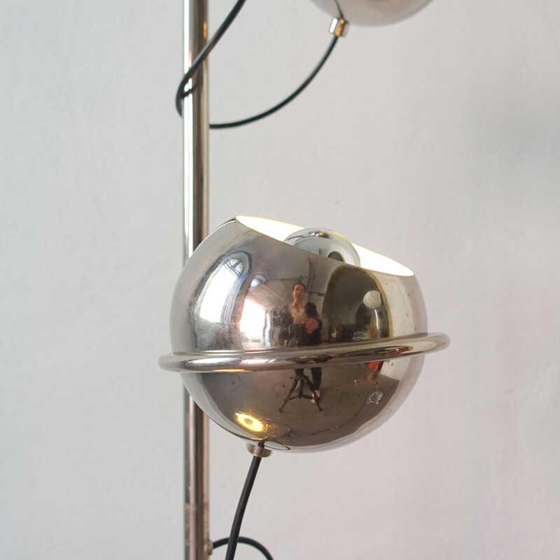 Lampadaire vintage Triple Lumière Eyeball par Goffredo Reggiani pour Reggiani 1970