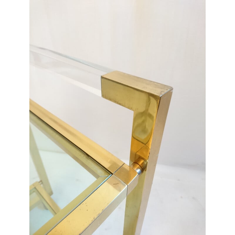 Italian kitchen trolley in brass and glass - 1970s