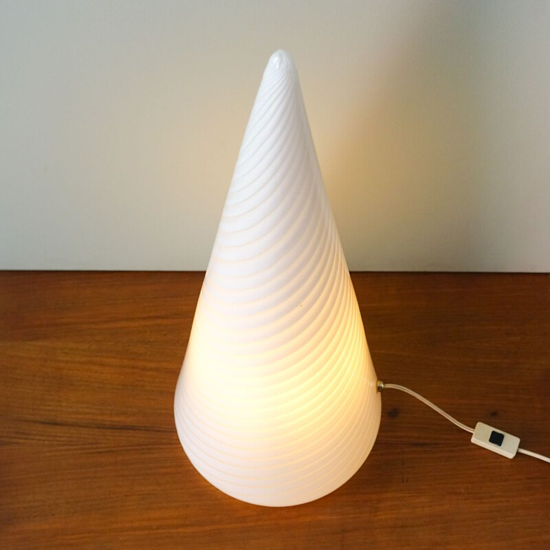 Vintage Swirl Glass Pyramid Table Lamp by Vetri Murano, Italy 1970s