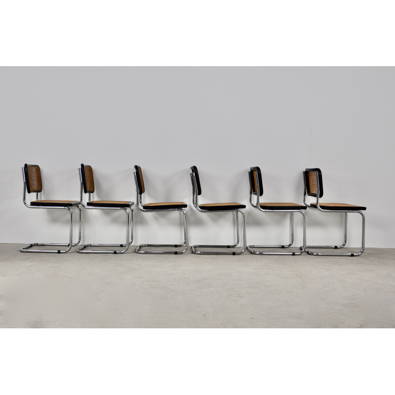 Lot de 6 chaises vintage noires B32 par Marcel Breuer