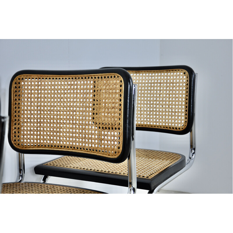 Lot de 6 chaises vintage noires B32 par Marcel Breuer