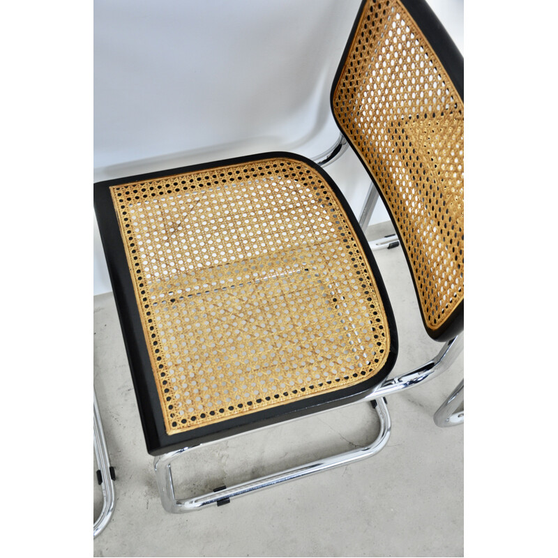 Lot de 6 chaises vintage noires B32 par Marcel Breuer