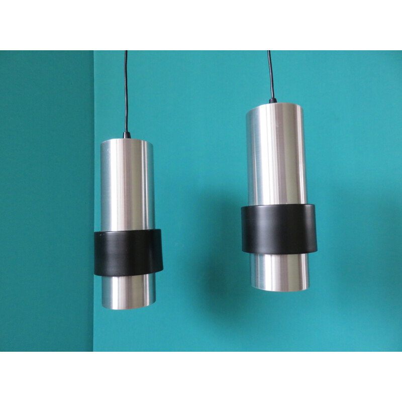 Pair of hanging lamps in metal, JJM HOOGERVORST - 1960s