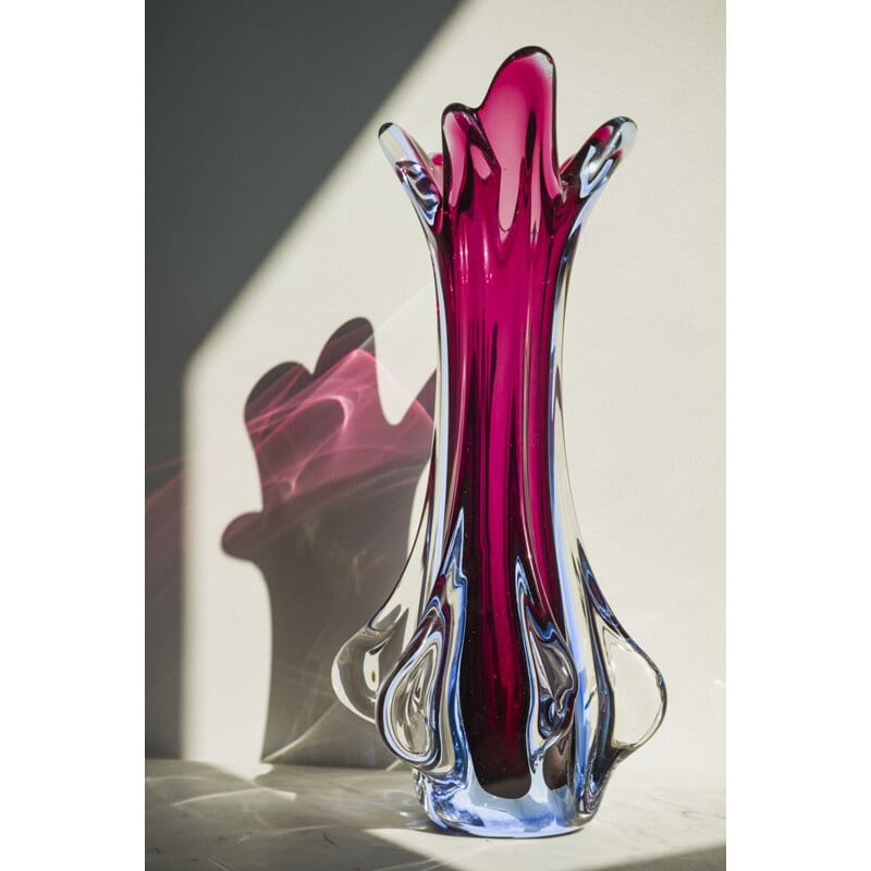 Vase vintage Murano Sommerso par Flavio Poli