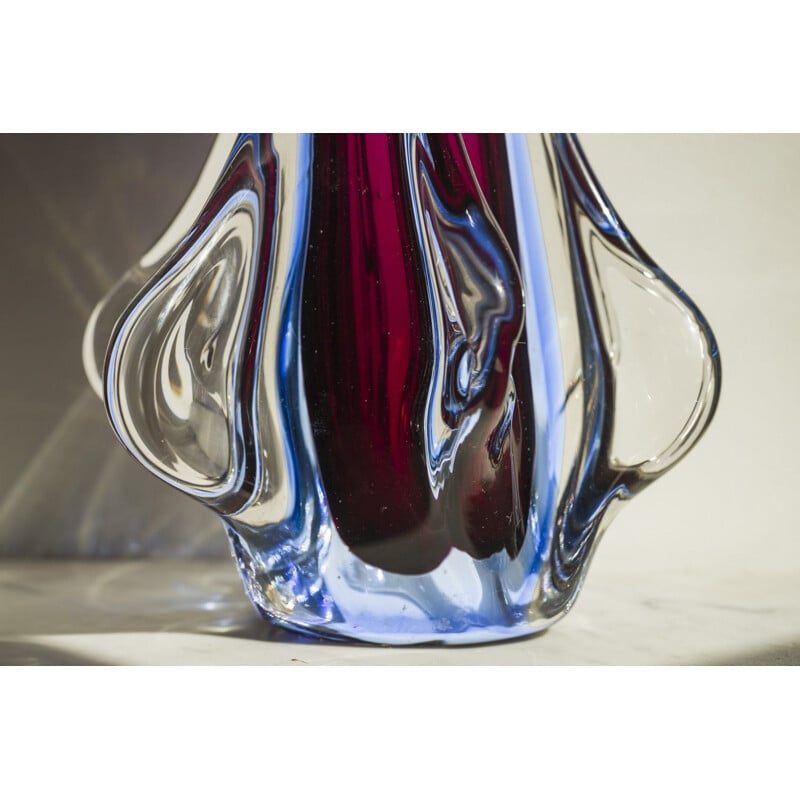 Vase vintage Murano Sommerso par Flavio Poli