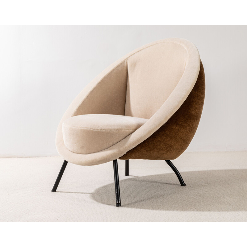 Vintage armchair by Ico Parisi in mohair velvet, Italy 1960s