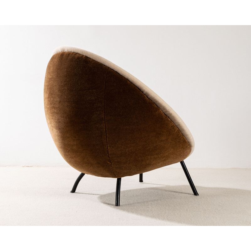 Vintage armchair by Ico Parisi in mohair velvet, Italy 1960s