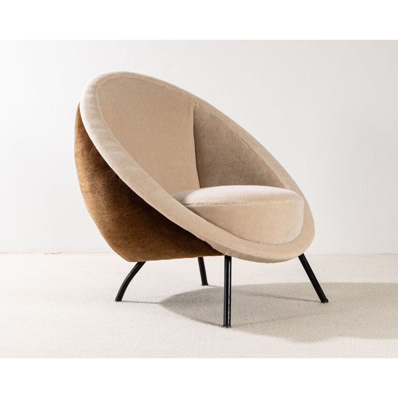 Vintage armchair by Ico Parisi in mohair velvet, Italy 1960s