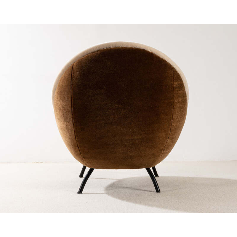 Vintage armchair by Ico Parisi in mohair velvet, Italy 1960s