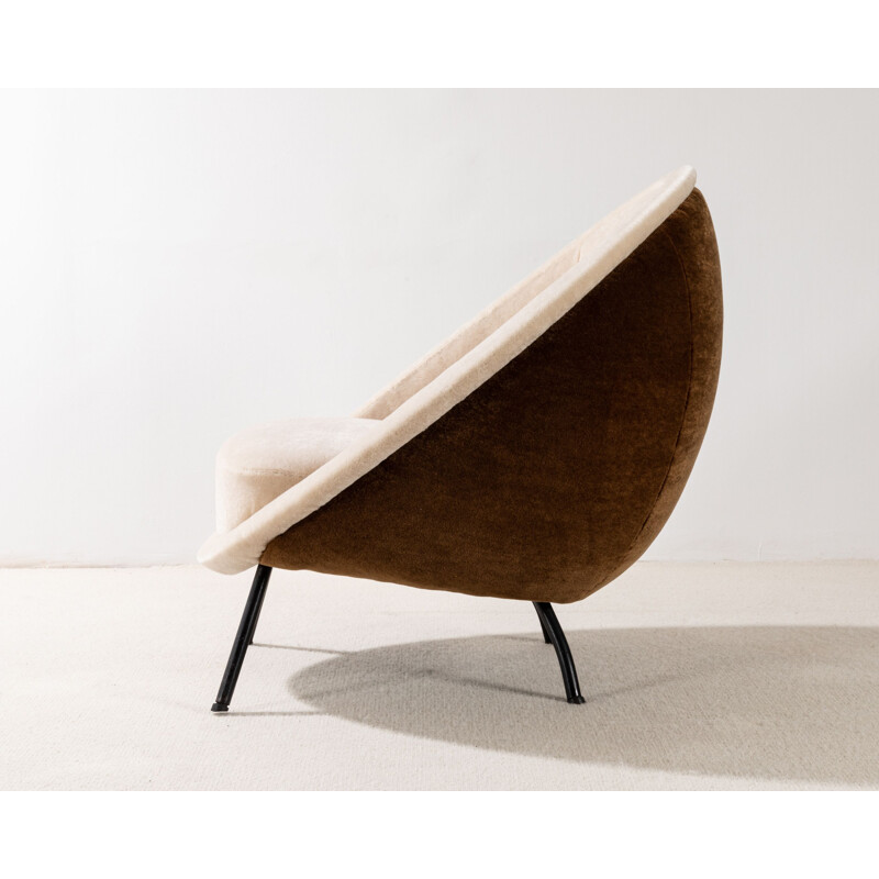 Vintage armchair by Ico Parisi in mohair velvet, Italy 1960s