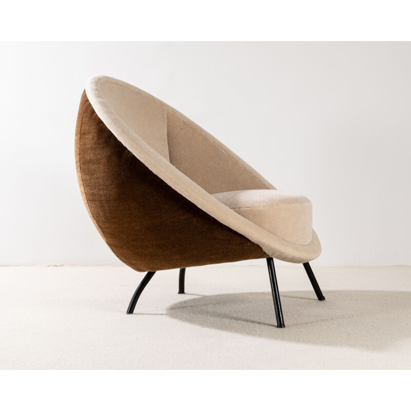 Vintage armchair by Ico Parisi in mohair velvet, Italy 1960s