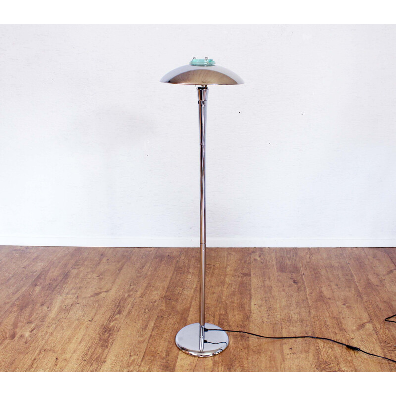 Vintage chromed steel and glass floor lamp "Mushroom"