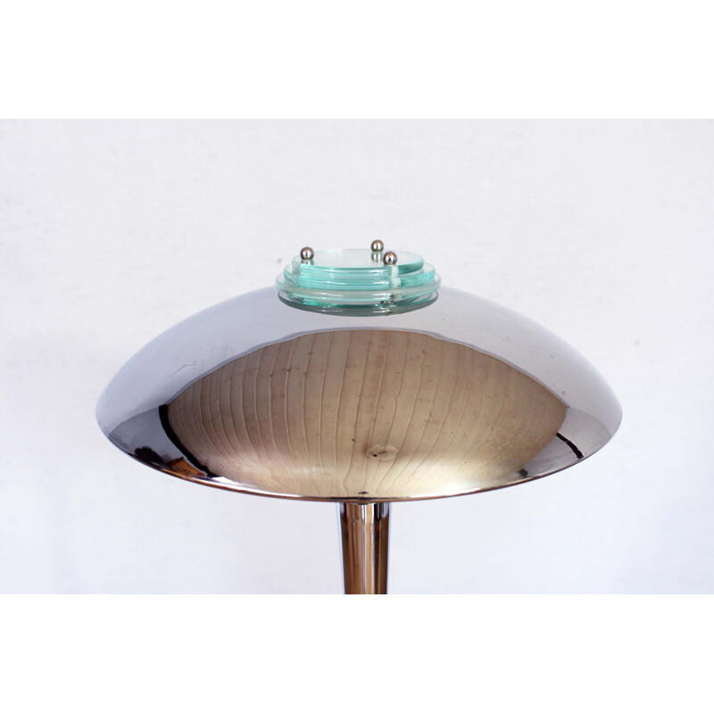 Vintage chromed steel and glass floor lamp "Mushroom"