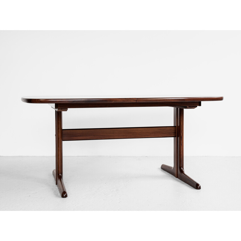 Vintage oval dining table in rosewood by Skovby pedestal leg, Denmark 1960s