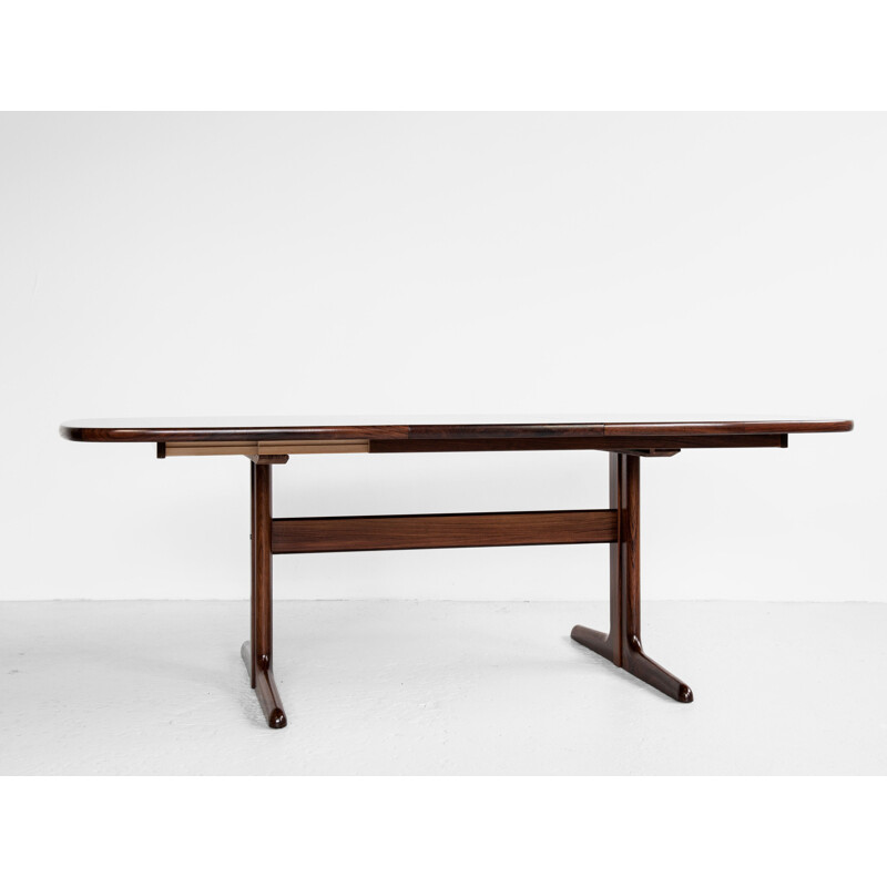 Vintage oval dining table in rosewood by Skovby pedestal leg, Denmark 1960s