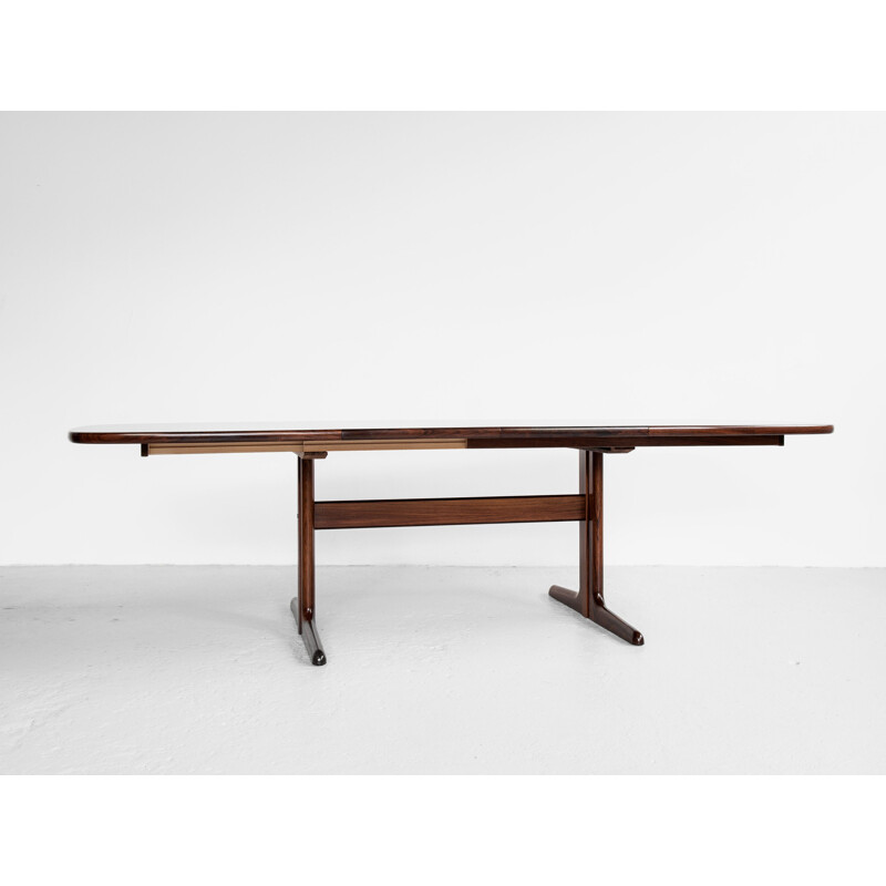 Vintage oval dining table in rosewood by Skovby pedestal leg, Denmark 1960s