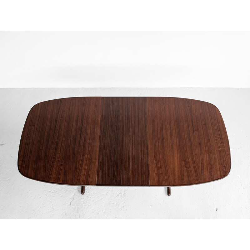 Vintage oval dining table in rosewood by Skovby pedestal leg, Denmark 1960s