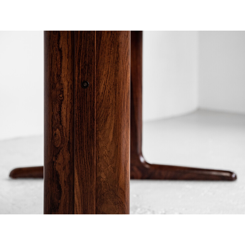 Vintage oval dining table in rosewood by Skovby pedestal leg, Denmark 1960s