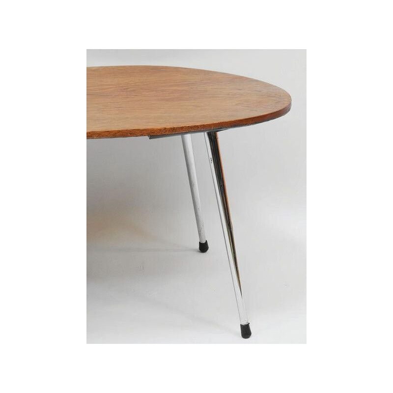Tavolino vintage con gambe in metallo cromato 1950
