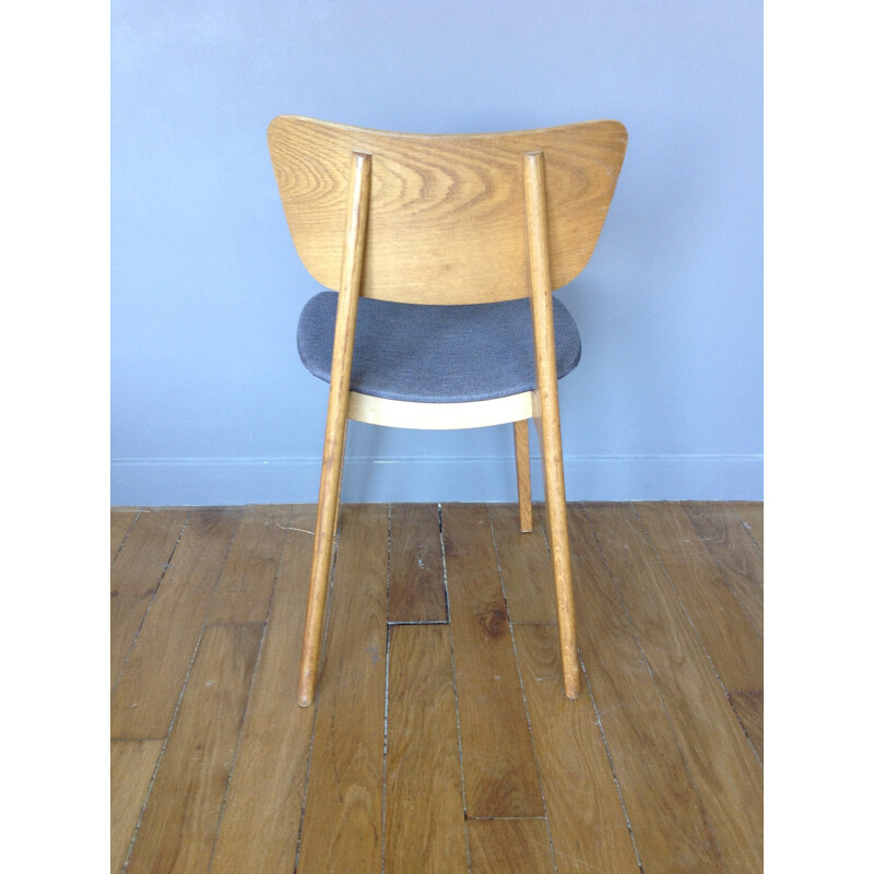 Set of 4 "6517" chairs in oak, Roger LANDAULT - 1950s