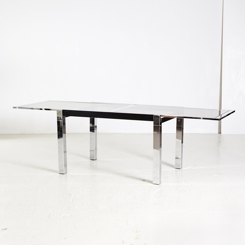 Vintage Chrome-Framed Dining Table from La Metal Arredo, Italian 1970s