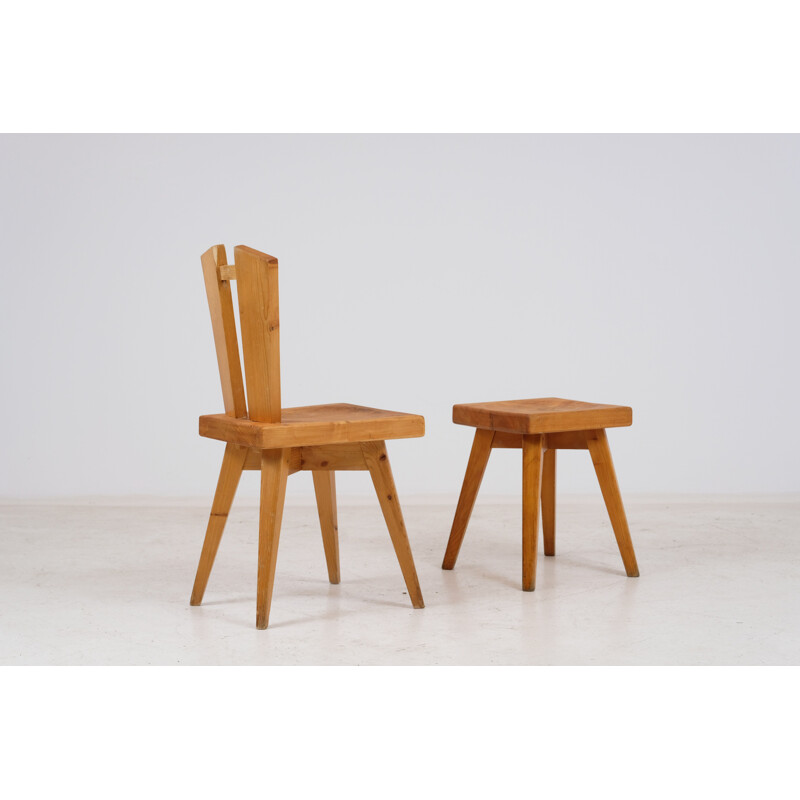 Vintage chair and stool by Christian Durupt Meribel 1960s