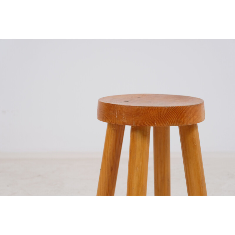 Tabouret vintage par Charlotte Perriand pour la station de ski Méribel 1960