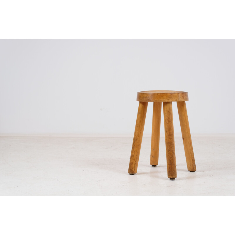Vintage pine four-legged stool by Charlotte Perriand for the Méribel ski resort 1960s